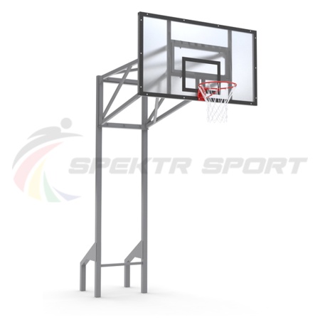 Купить Стойка баскетбольная уличная усиленная со щитом из оргстекла, кольцом и сеткой SP D 413 в Каргате 