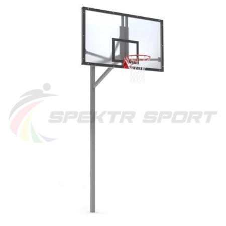 Купить Стойка баскетбольная уличная упрощенная со щитом из оргстекла, кольцом и сеткой SP D 412 в Каргате 